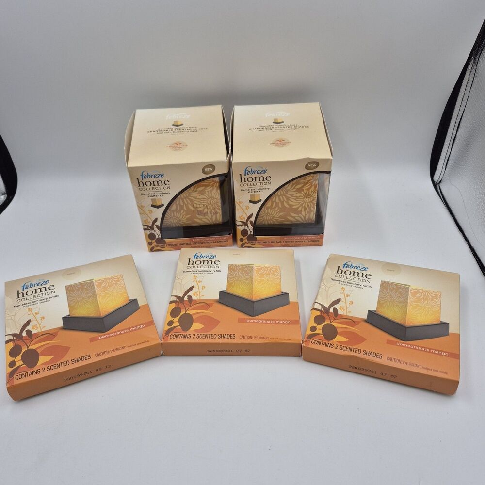 Febreze Home Collection Flameless Luminary Starter Kit Pomegranate Mango NIB